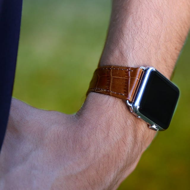 Cinturino esclusivo - Apple Watch 45 mm - Camello - Pelle imitazione coccodrillo